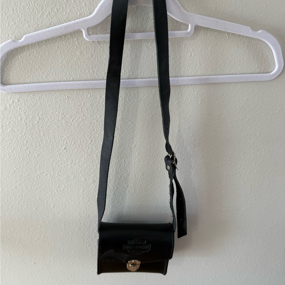 Vintage 90s Harley-Davidson Spell Out Leather Crossbody Bag Purse - Picture 5 of 10